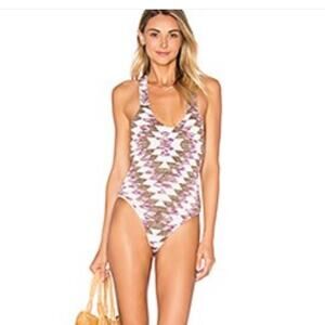 Lovers + Friends Rae Knit Metallic One Piece swimsuit size large NWOTS